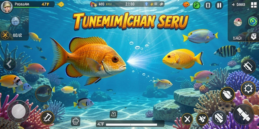 Tangkapan layar menunjukkan aksi menembak ikan di laut.