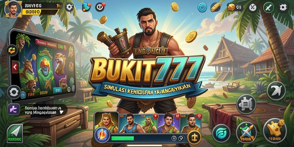 Screenshot utama BUKIT777 menampilkan gameplay simulasi yang interaktif.