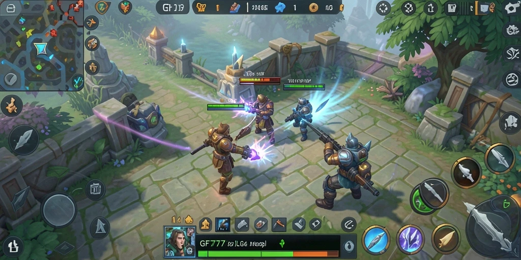 Tampilan gameplay yang menarik dalam GF777, penuh strategi dan pertempuran.