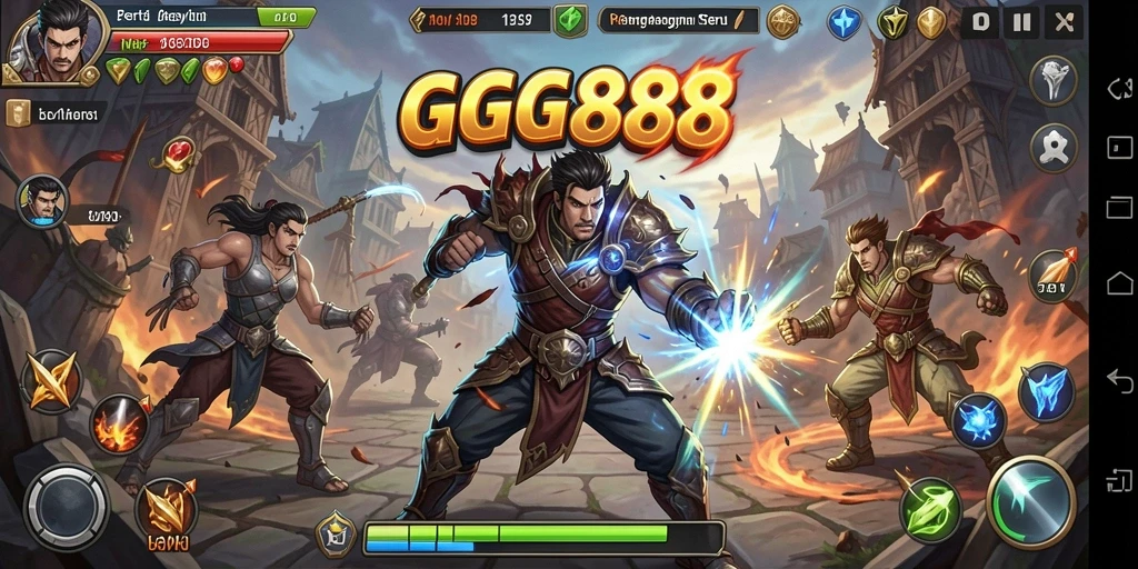 Screenshot gameplay GGG888 yang menunjukkan aksi pertarungan yang mendebarkan.