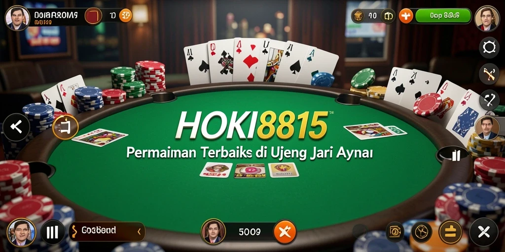 Screenshot HOKI8815 menampilkan pemain yang serius berkompetisi dalam permainan poker.