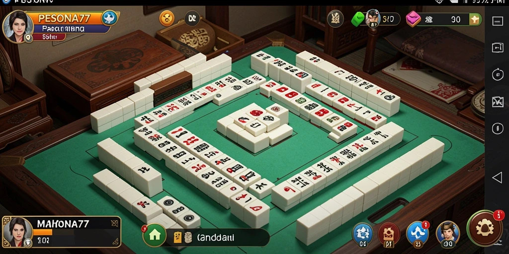 Tampilan gameplay PESONA77 dengan grafis Mahjong yang memukau.