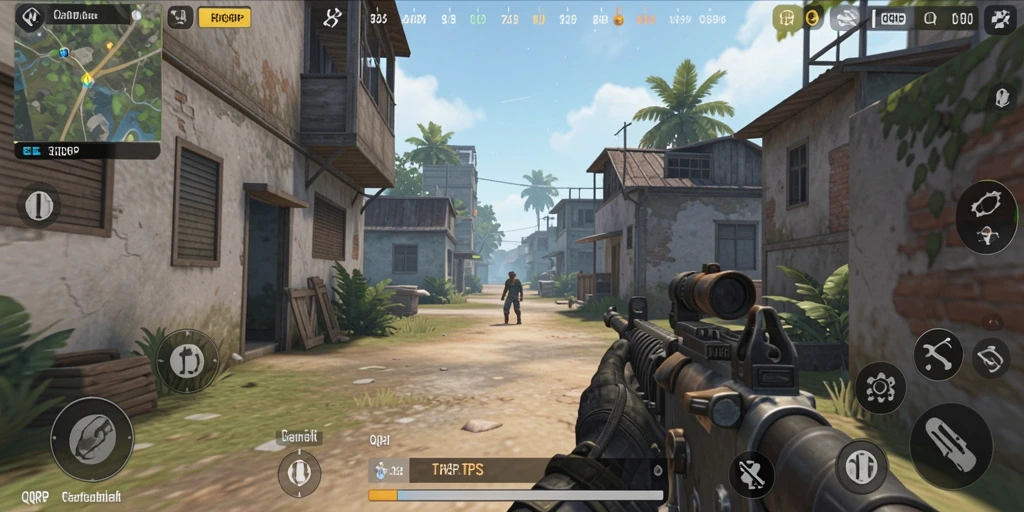 Tampilan gameplay seru dalam QQRP dengan aksi tembak-menembak yang mendebarkan.