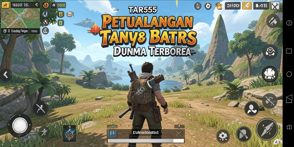 Tampilan gameplay TAR555 menunjukkan eksplorasi dunia yang luas.