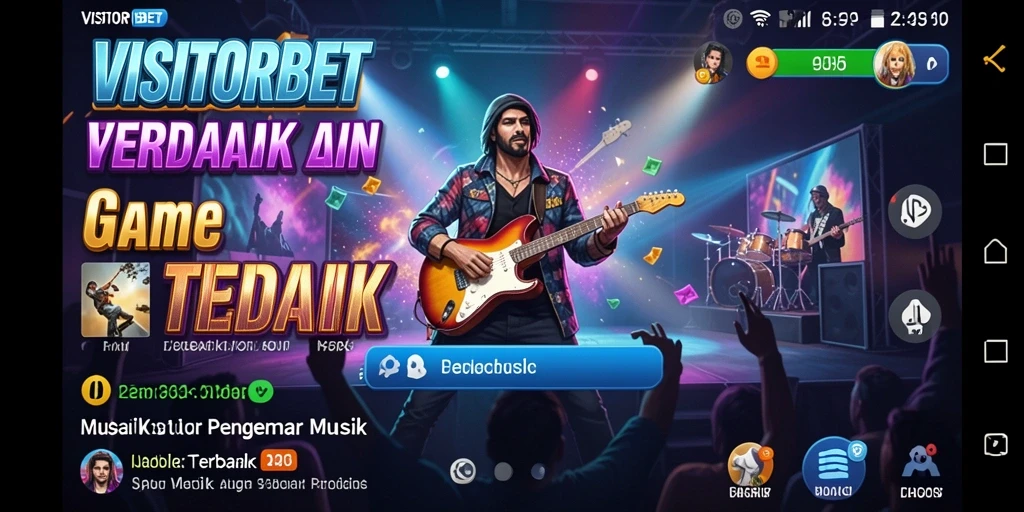 Screenshot gameplay VISITORBET menunjukkan antusiasme pemain saat bermain musik.