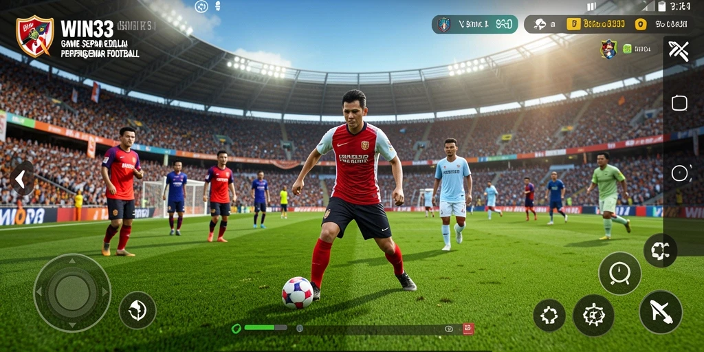 Tampilan gameplay yang menarik dalam pertandingan sepak bola.